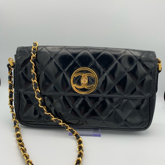 Chanel Patent Leather Quilted Flap Handbag - Picture 3 of 12